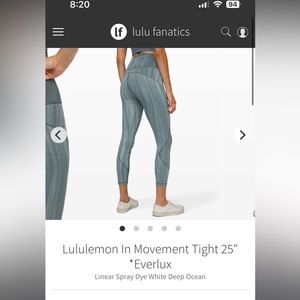 Lululemon In Movement Tight - Everlux 25”